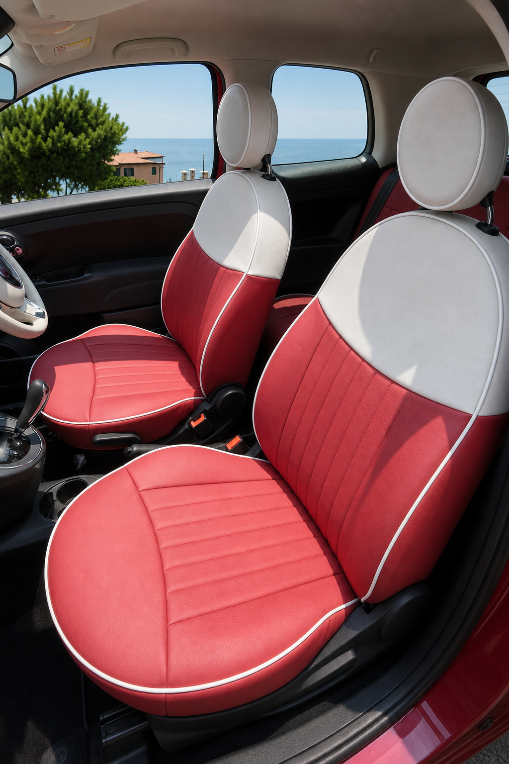 Refinad レフィナード FIAT500 500C専用デザイン レザーシートカバー ツートン [Refinad レフィナード Exclusive Design Series]