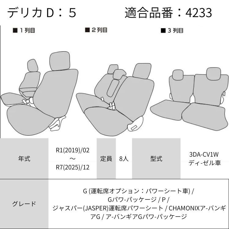 即納　デリカD:5 シートカバー適合4233