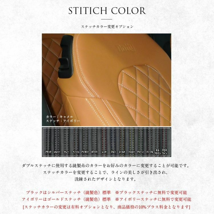 ベルランゴ3列シートカバー Dotty DIA-LUX ステッチカラー