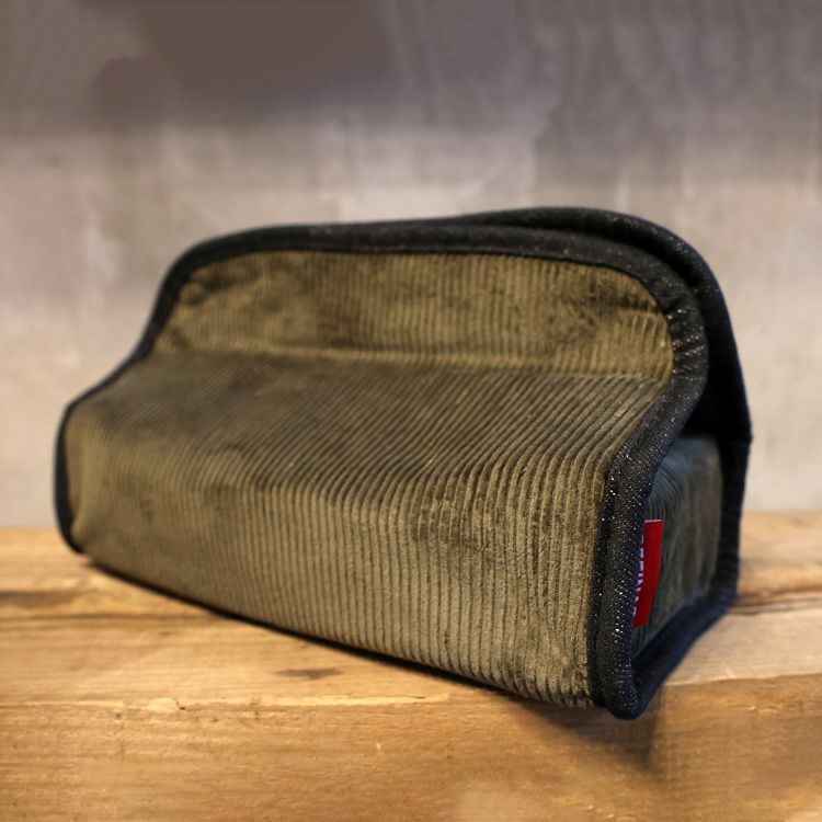 レフィナード コーデュロイ×デニム　ティッシュケース　Refinad corduroy Denim Tissuecase