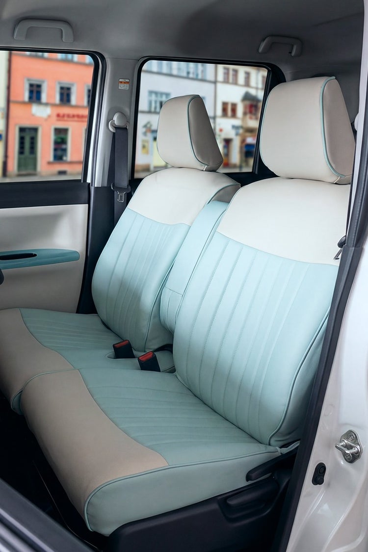 FIAT500 500C シートカバー Sandii マカロン アクアマリン×スノーホワイト