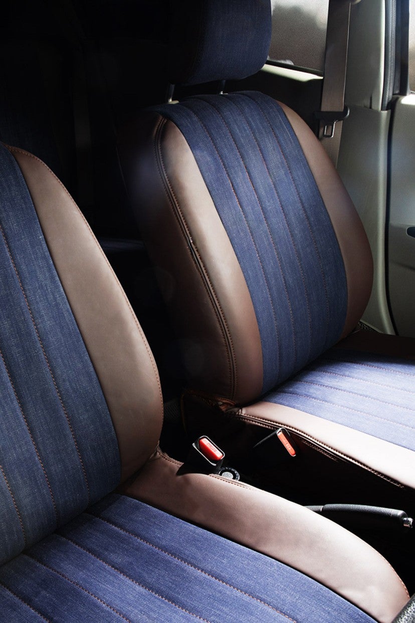 RAV4 シートカバー Sandii デニムサンド インディゴブルー×ビターショコラ