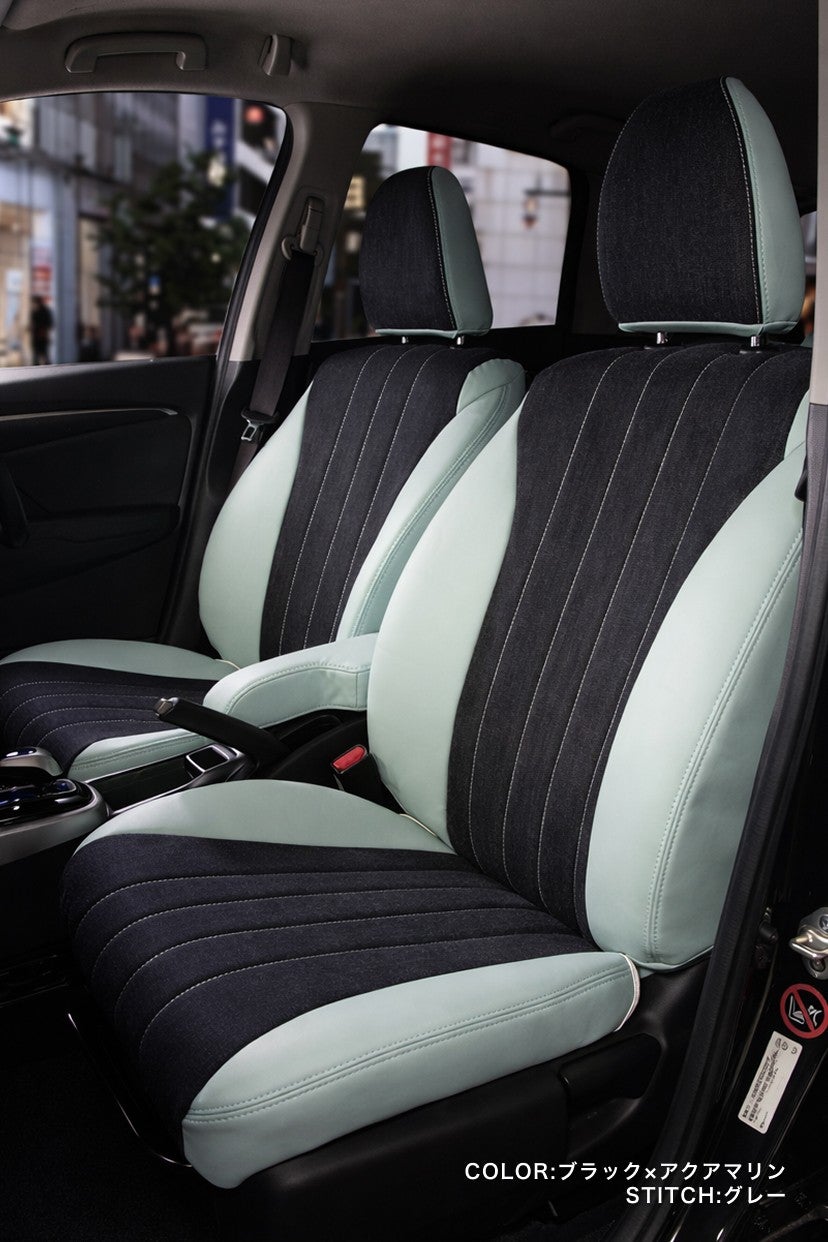 BMW Z4 シートカバー Sandii デニムサンド ブラック×アクアマリン